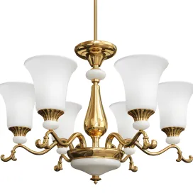 Contemporary clean copper chandelier